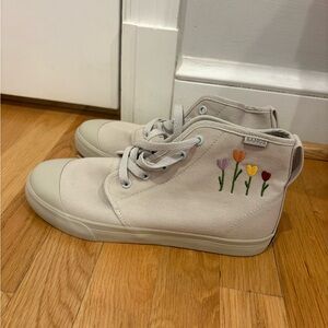 BANGS High-Top Sneakers with Floral Embroidery